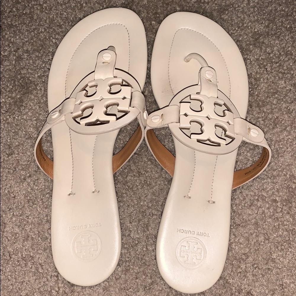 White Tory Burch Miller Sandals